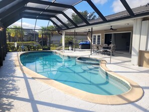 Swimming pool and deck.