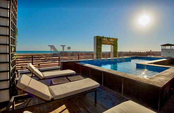 Roof top pool overlooking the Red Sea.