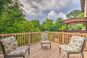Deck | Cushioned Seating | Wooded Views