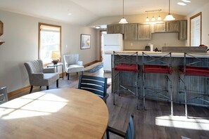 This two bedroom rental cottage sleeps up to five guests.