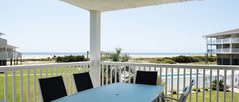 Covered Porch with View of Pool and Atlantic Ocean