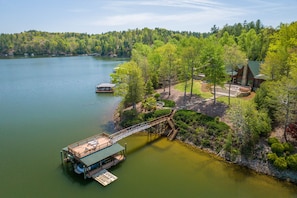 Straight walk out to the dock. Boat not included.