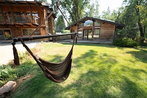 2 hammock swings (the cabins in background are not the listing you are viewing)
