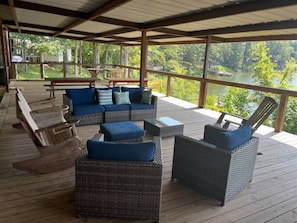 Deck -enjoy the amazing view all day, 2 picnic tables, rocking chairs & more