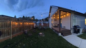 The backyard and entryway deck is a great spot for sunsets and cold drinks.