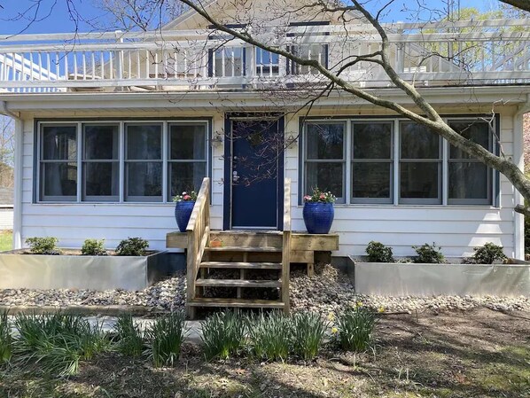 Front of house, you can see the large patio on second level.