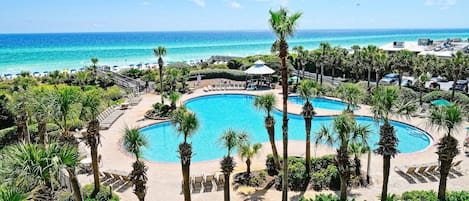 Our beautiful balcony view of the gulf and pool area.
