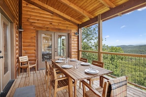 Enjoy a meal from the BBQ Grill on the Patio with amazing Smoky Mountain Views | Oakley Lodge in Sevierville, TN
