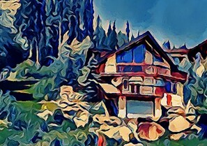 Pinetree Chalet in summer (painting)