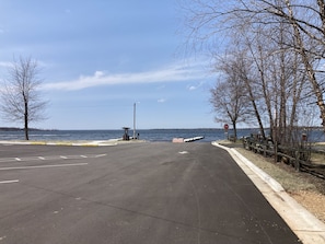 Picture of the newly resurfaced public boat landing that is next to the cottage.