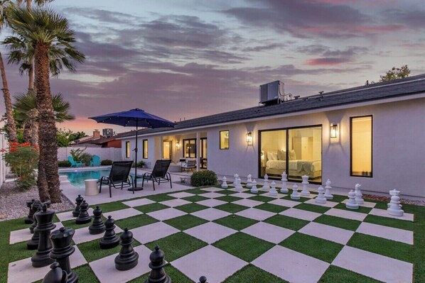 Giant chess board. Checkmate!