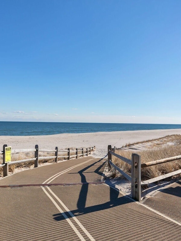 Private beach walkway and seating