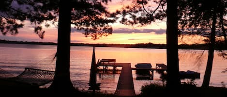 Western sunsets can be seen from the house as well as the spacious dock.