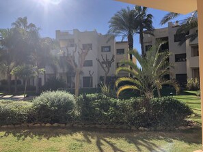 View of the beautiful garden from the apartment terrace