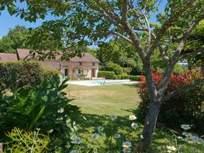 Front of house and pool
