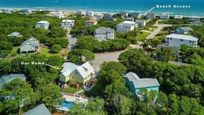 Just a short 2-minute walk straight down the street to the neighborhood's beach access point! The road ends in a cul-de-sac just past the access, so there's no thru traffic!