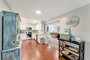 Spacious, fully stocked kitchen

