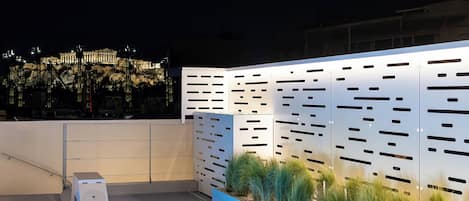 Acropolis by night from your private heated pool