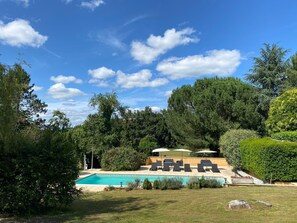 View of pool from gites