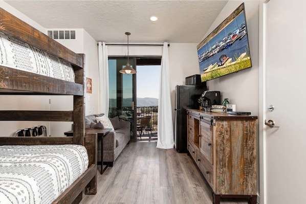 The Mason at Stillwater 3072: Bunk Bed and Sofa with balcony: "Cozy space for lounging and enjoying the fresh air."