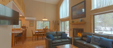 The living room is the perfect place to gather after a long day of McCall adventure.