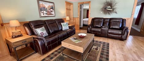 Living room with leather recliners
