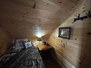 twin bed in a sleeping nook