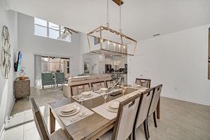 Spacious open-plan living and dining area, perfect for family gatherings.