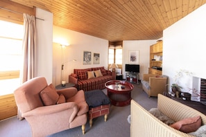 Living area with a sofa bed. Space for one person or two children.