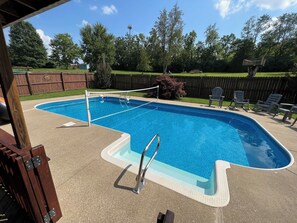 Guest enjoy playing water volley ball. The net can easily be put up or removed.