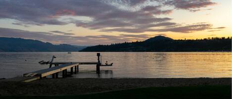 Private sandy beach with private dock/boat lift and bouy