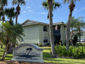 Outside view of our unit. (With flag.)