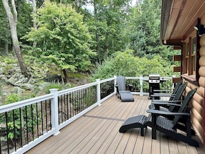 Back deck, overlooking the spine of the Blue Ridge. The Appalachian Trail is a stone's throw away, and the trail access is a short hike down the road.