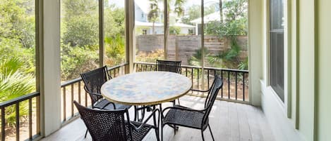 Enclosed patio to dine on