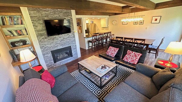 Living area with gas fireplace