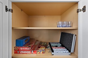 Board games and poker set to keep your friends and family entertained.
