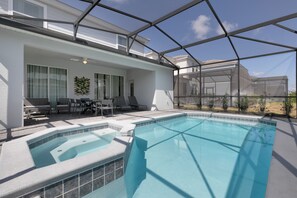 Wide view of the beautiful private pool.