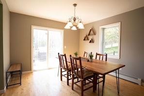 Dining room with live edge dining room table