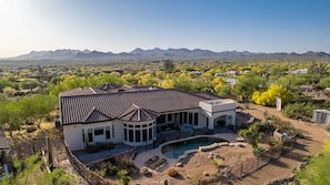 Over looking the pool and back patio