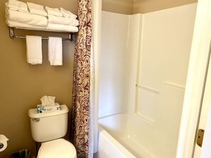 Our Private bathroom with tub/shower combo