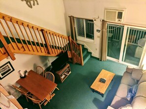 View from loft into living room