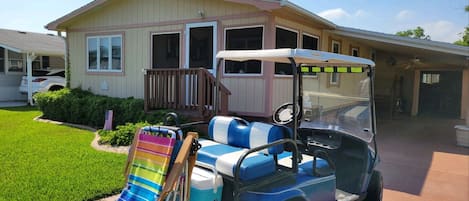 Included Golf Cart For The Short Trip To The Beach