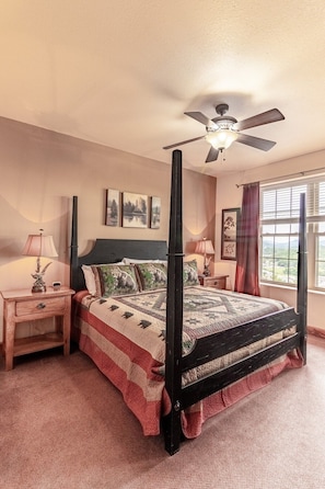 Experience ultimate comfort in our spacious king-sized bed.