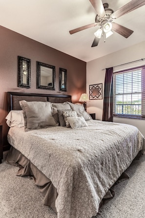 Our second bedroom with a comfy queen bed with fresh, clean linens and plenty of pillows!