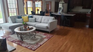 Closer view of Living Area, Gourmet Kitchen and Smaller Breakfast Nook.