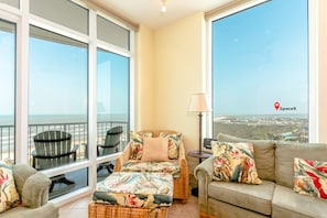 There is no better view than from the living room of our corner condo. Zoom in on SpaceX, and prepare to have your mind blown!