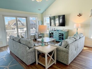 Living Area with TV/DVD, Second Floor with Deck Access