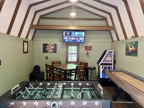 Detached Clubhouse in the shed with games for kids and adults.