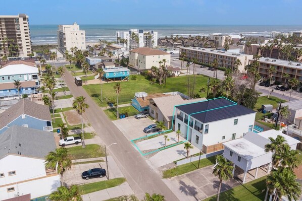 Aerial view of the house