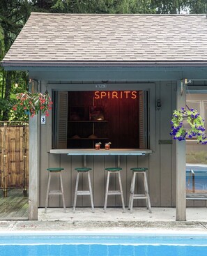 The pool bar in the summertime.